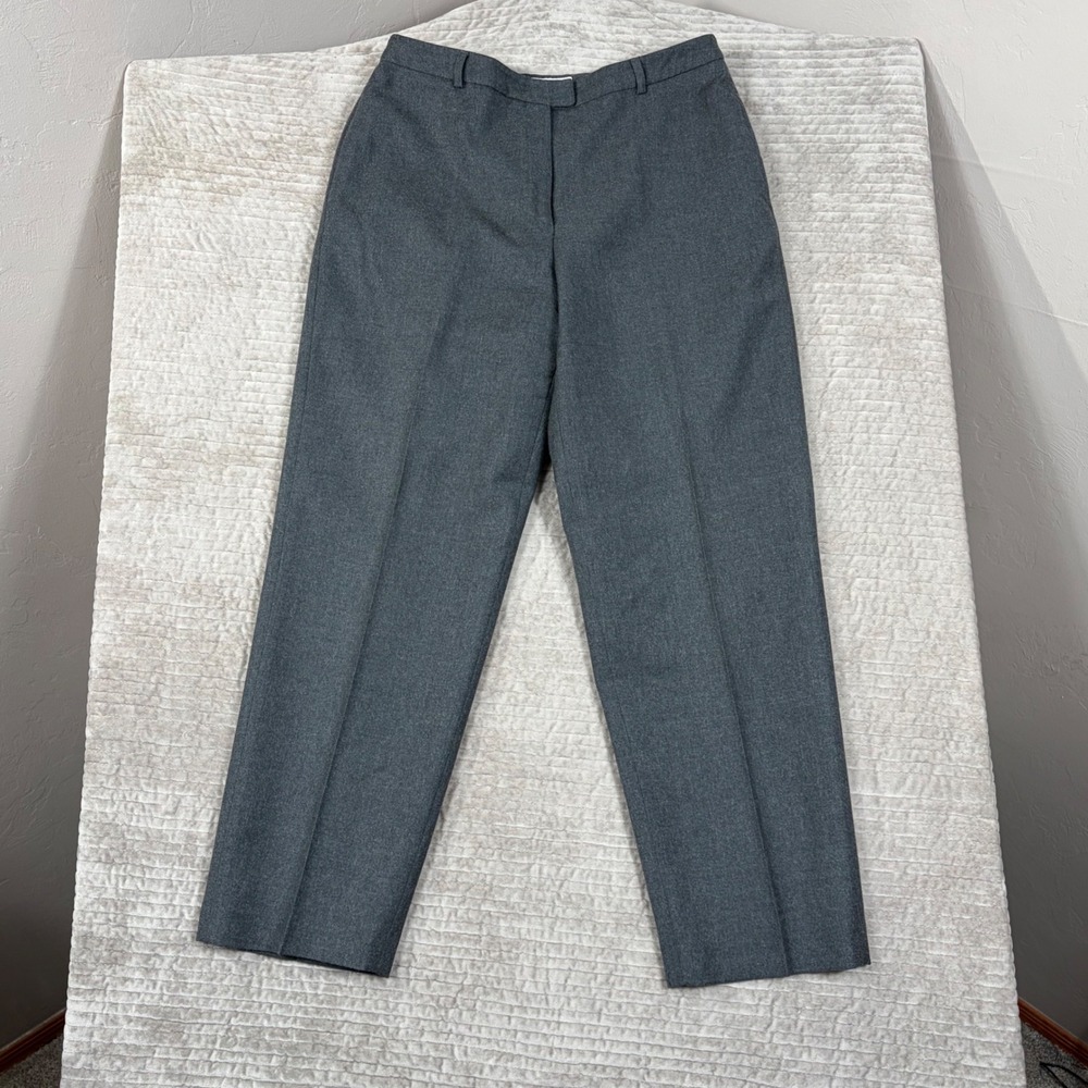 Vintage LL Bean Wool Trousers Womens 14 Gray Straight Leg Dress Pants USA Made